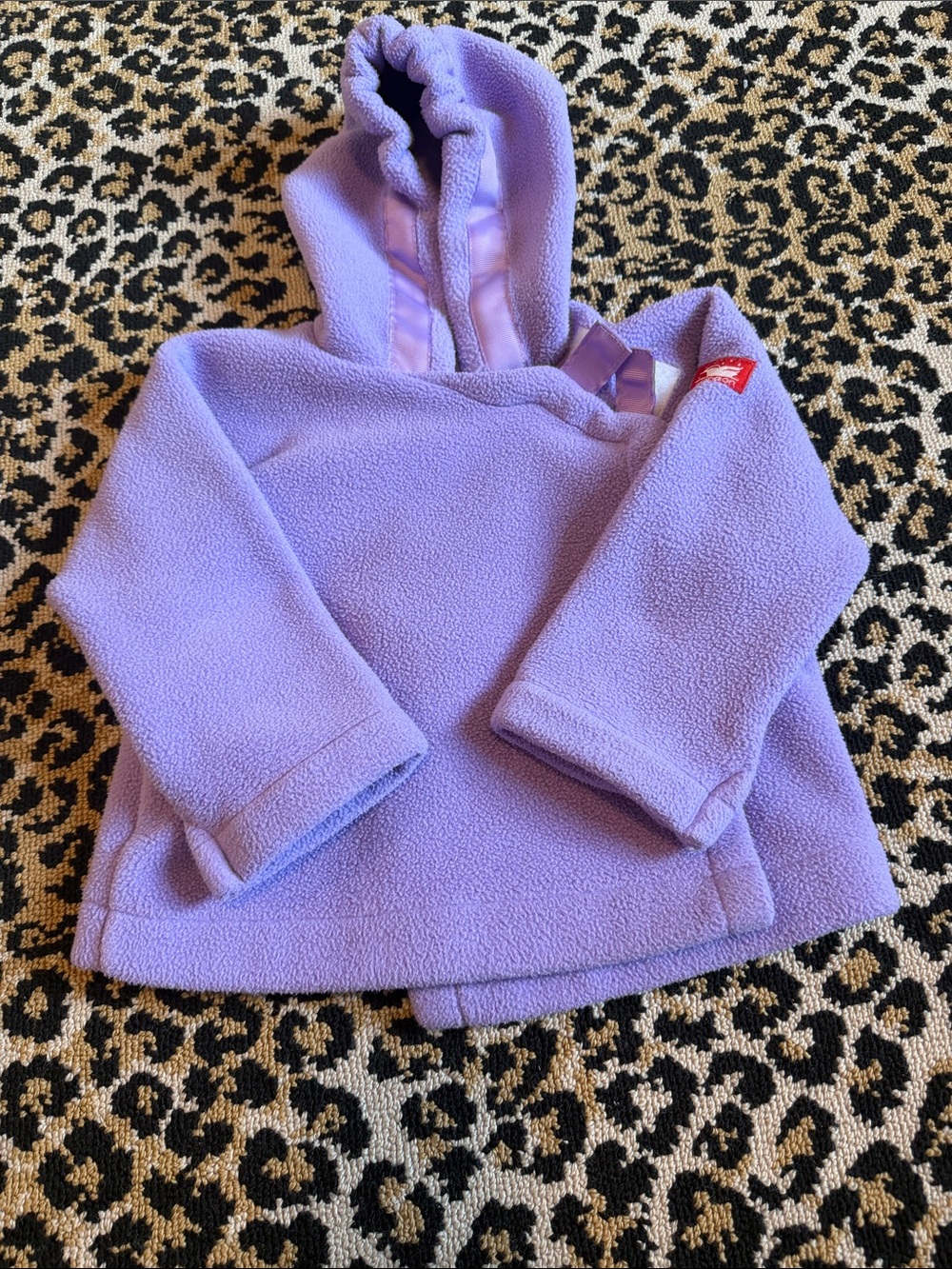 Lavender Hooded Fleece Pullover Jacket for Kids, 12 Months